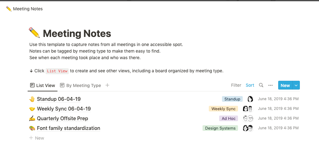 Meeting Notes Notion Template
