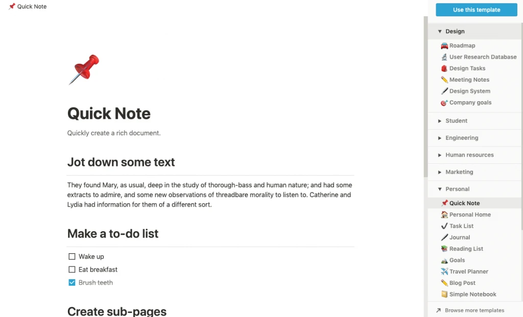 Notion - Quick Note