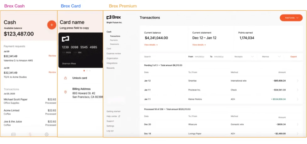 Brex Dashboard UI - Business Banking