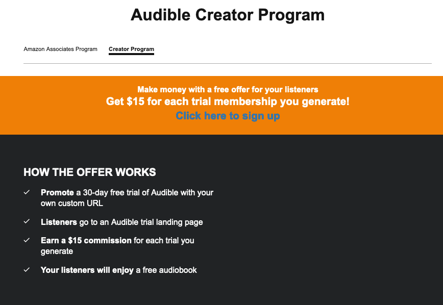 Audible Creator Affiliate Program