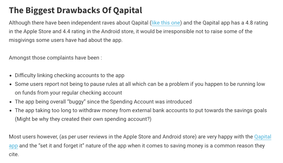Qapital Cons